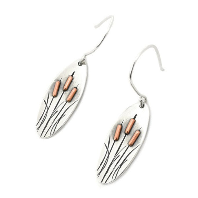Wholesale plant leaf reed earrings personality chic metal carving simple earrings