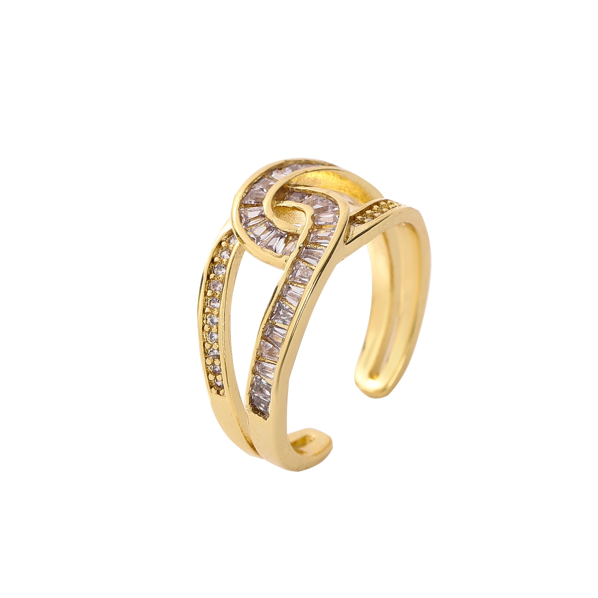Wholesale Cross Micro-Inlaid Zirconia Open Ring