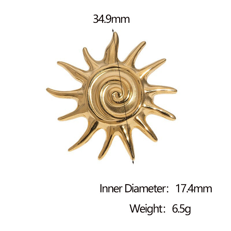 Wholesale Gold Open Ring with Classic Sun Symbol Design Stainless Steel Jewelry Accessory Gift