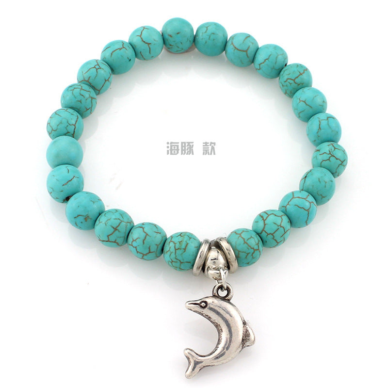 Wholesale Turquoise Beaded Bracelet Beach Turtle Design Travel Commemoration Gift