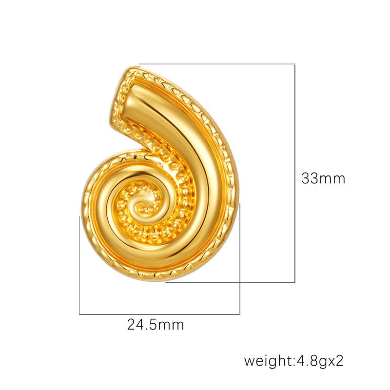 Wholesale Ocean Style Conch Stainless Steel Earrings