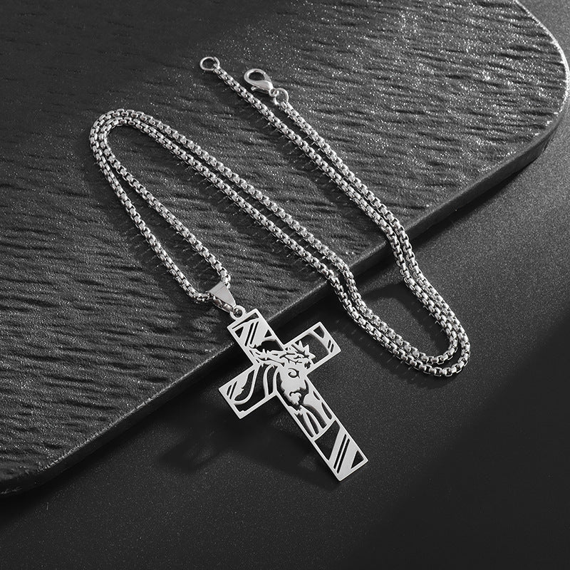 Wholesale  Stainless steel hollow design cross necklace