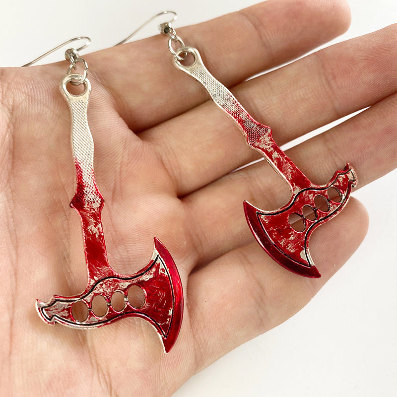 Wholesale 2 Pairs/Pack Halloween Scissors Axe Alloy Earrings ACC-ES-HY167