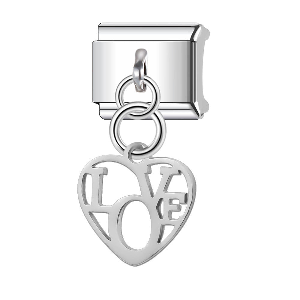 Wholesale Italian Charm Bracelet 9mm DIY Splicing Heart Series Stainless Steel Composable Bracelet