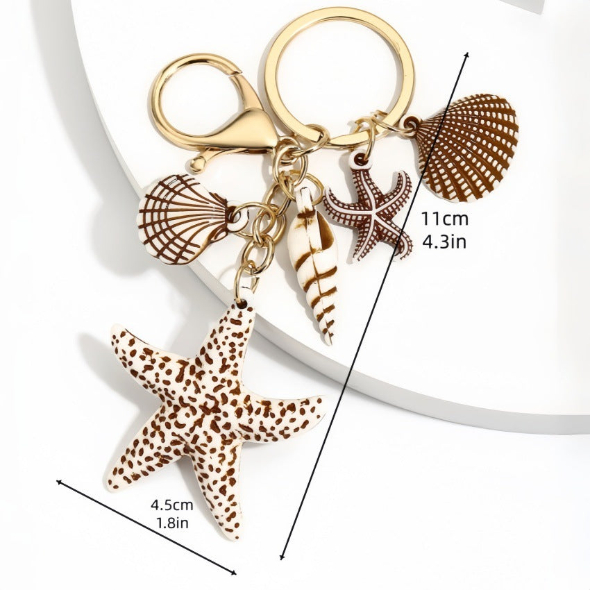 Wholesale Resin Starfish Seashell Ocean Series Keychain Pendant Fashion Bag Charm Wedding Gift