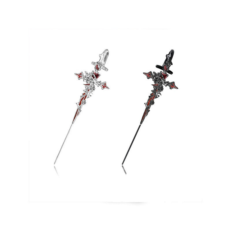 Wholesale Halloween cross thorns rose pendant earrings