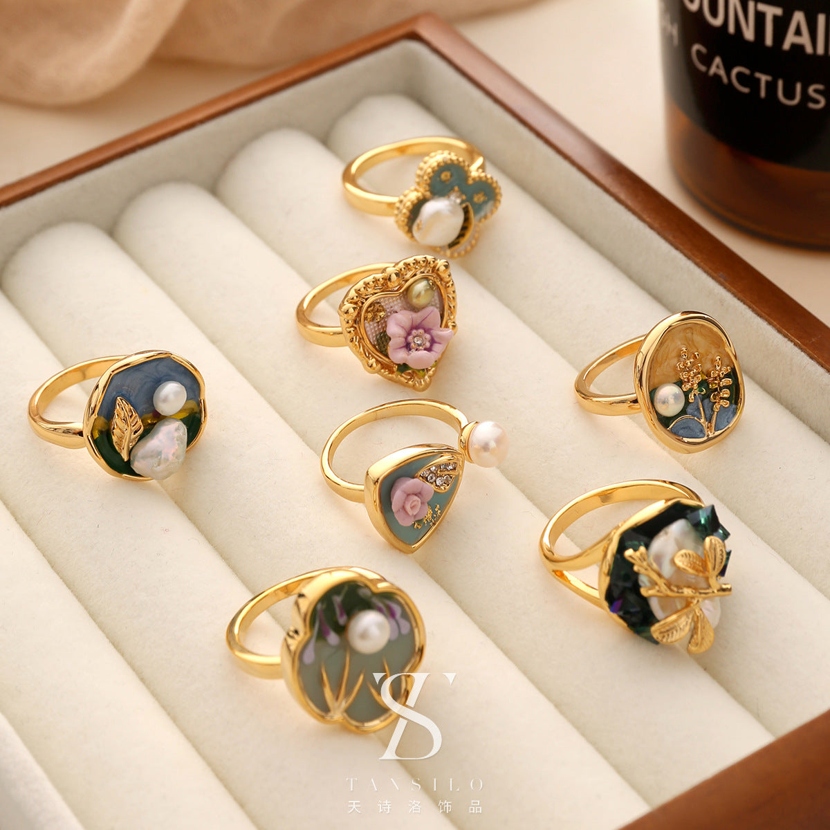 Wholesale  Oil Painting Vintage Ring  Oil Drop Opening Ring Adjustable Ring