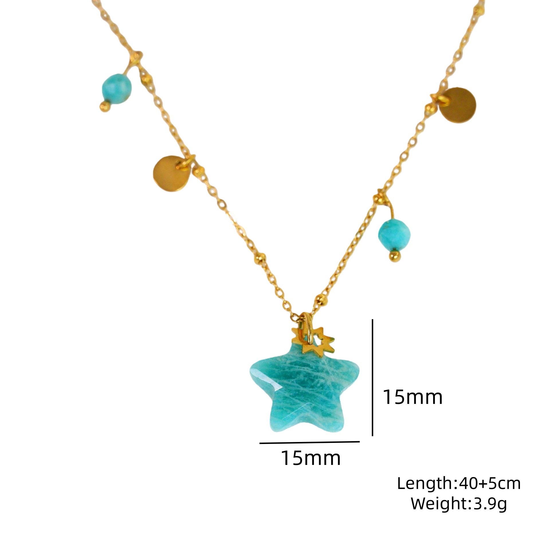 Wholesale Light Luxury Blue Tianhe Stone 14K Gold Plated Titanium Steel Necklace,  Fashion Jewelry Accessory Gift