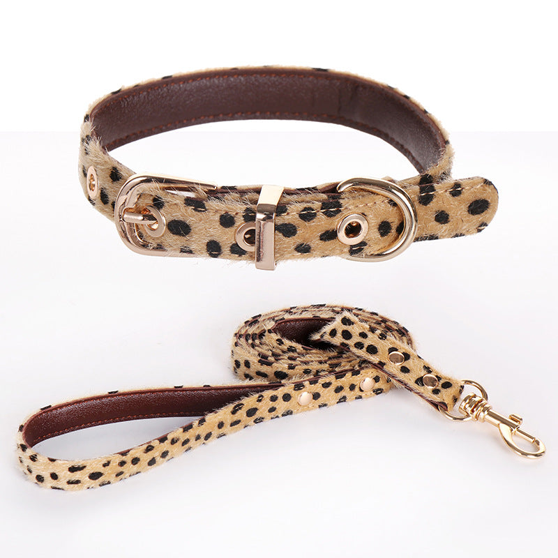 Wholesale Pink Leopard Print Dog Leash For Small  Dogs Trendy Pet Walking Rope With Collar For Everyday Walks