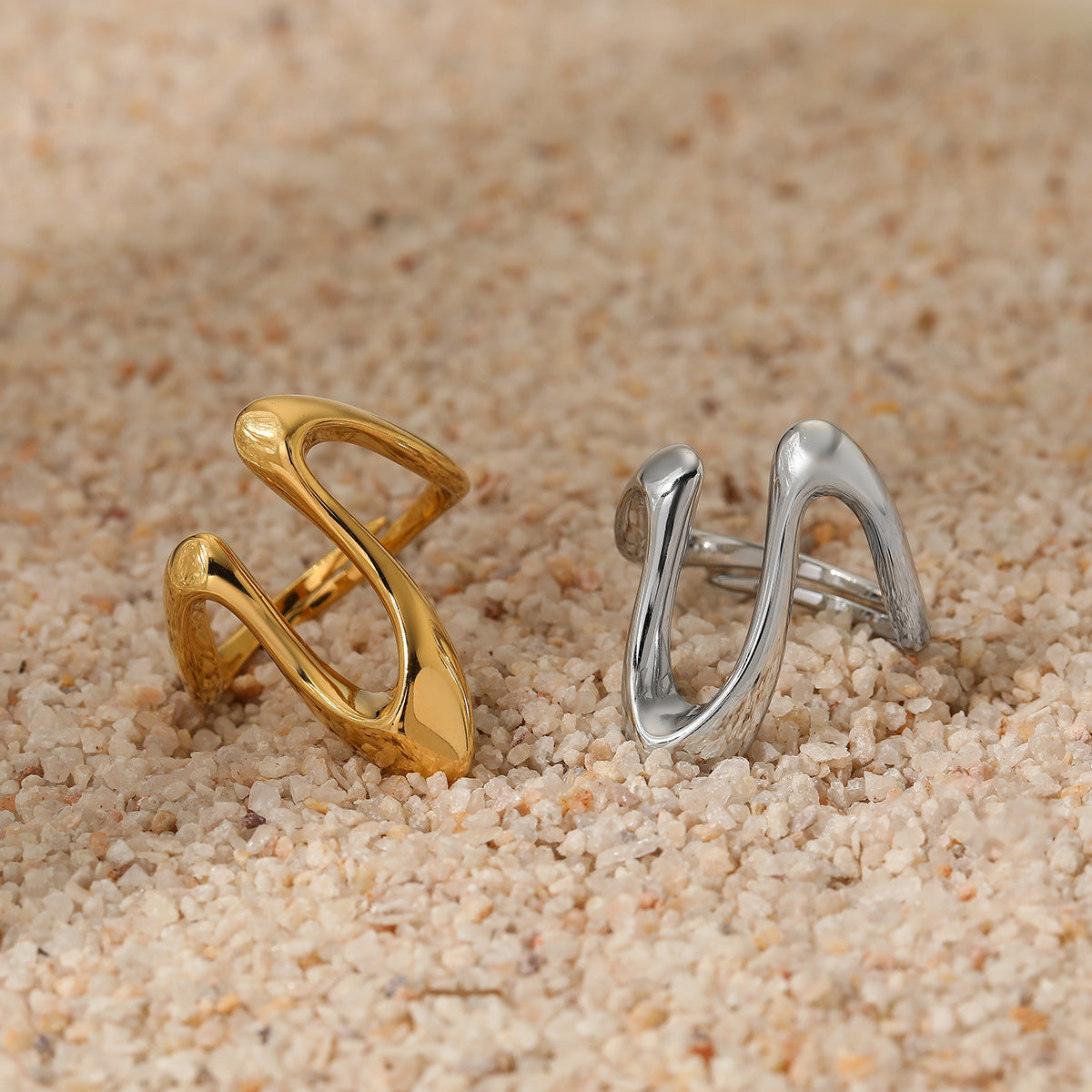 Wholesale stainless steel creative design geometric irregular ring