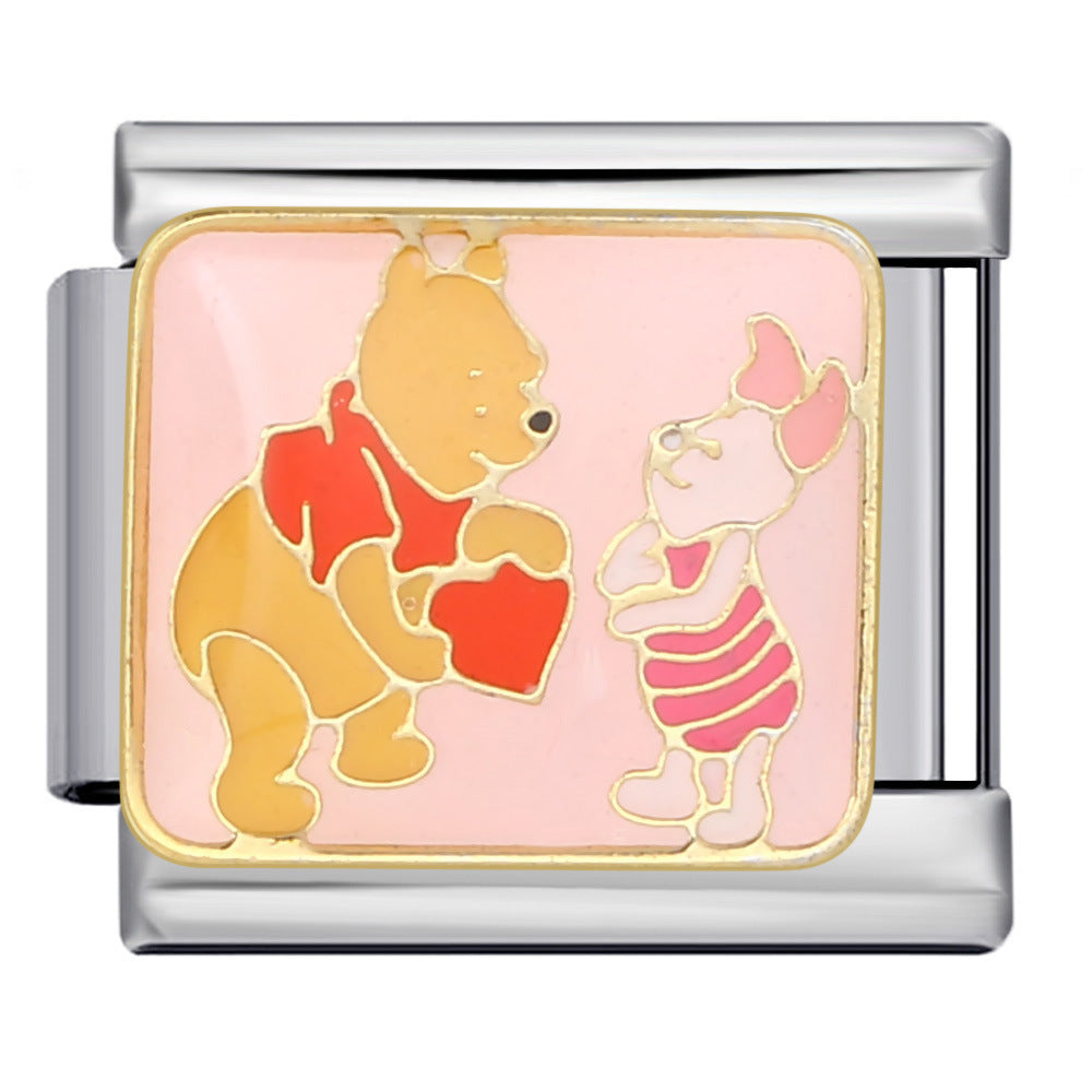 Wholesale 5pcs Italian Charm Bracelet 9mm DIY Splicing Cartoon Animal Stainless Steel Composable Bracelet