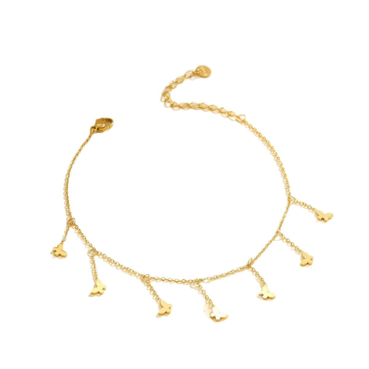 Wholesale  white shell butterfly diamond double stacked anklet