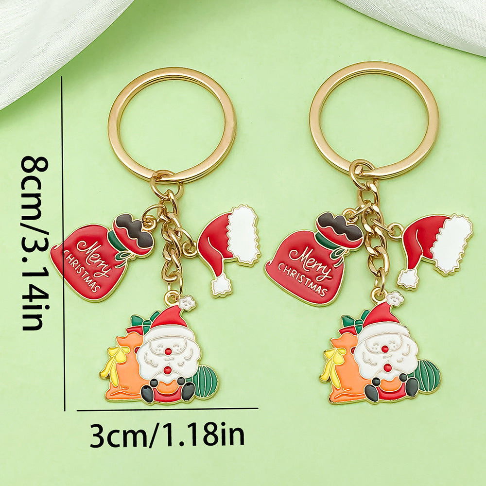 Wholesale Christmas oil drop alloy  snowman bell  keychain