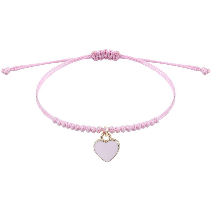 Wholesale  pink clover love woven bracelet pink butterfly bracelet