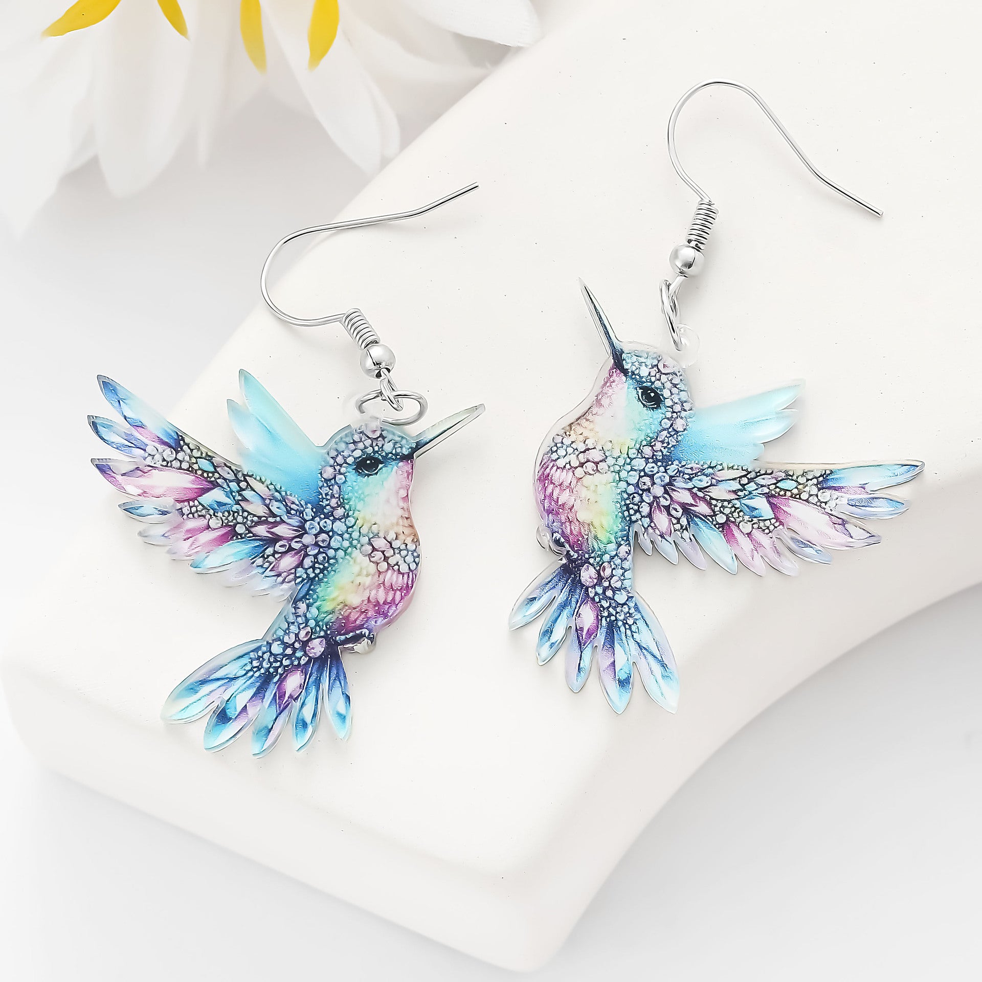 Wholesale Light luxury style colorful bird acrylic earrings