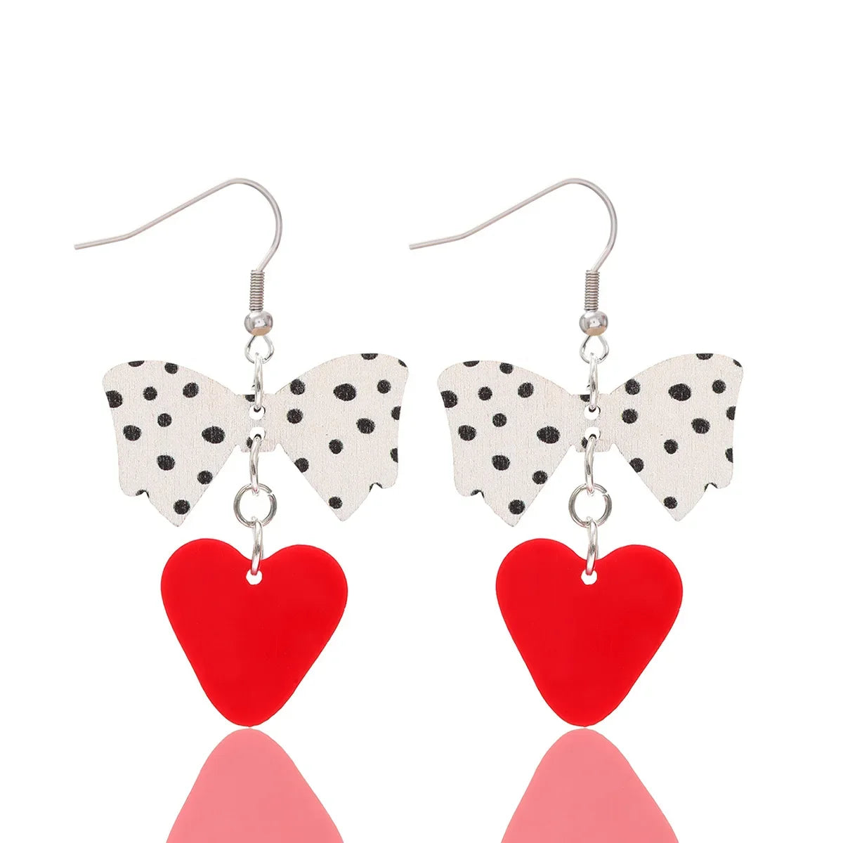 Wholesale Valentine's Day Heart Bow Round Acrylic Wooden Earrings