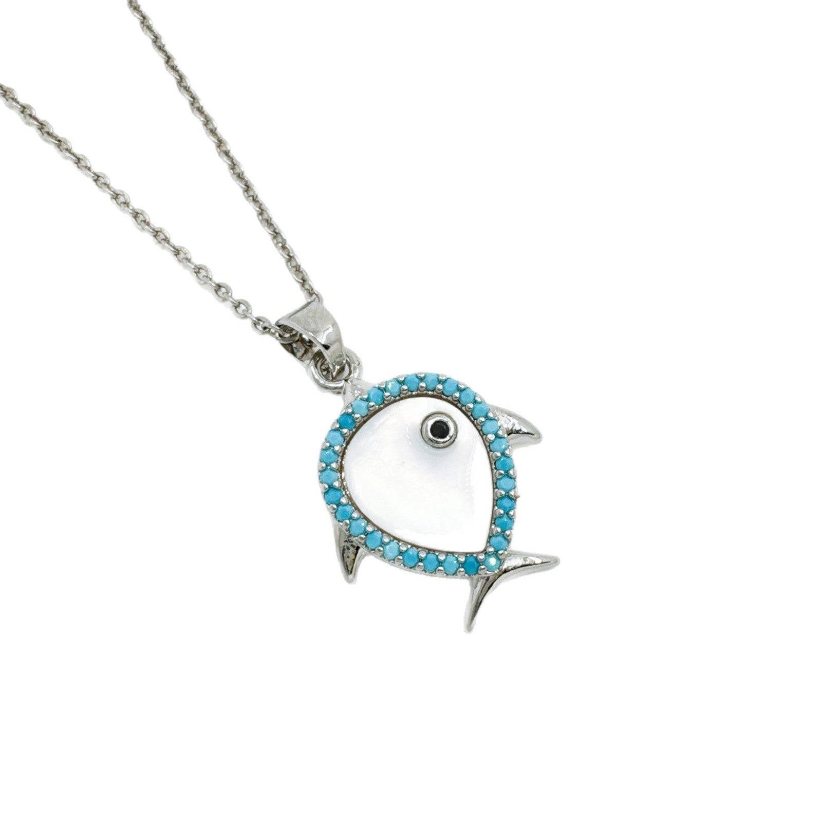Wholesale Gold Plated Fish Pendant Necklace with Mother of Pearl Sweet Cool Style Fashion Accessory