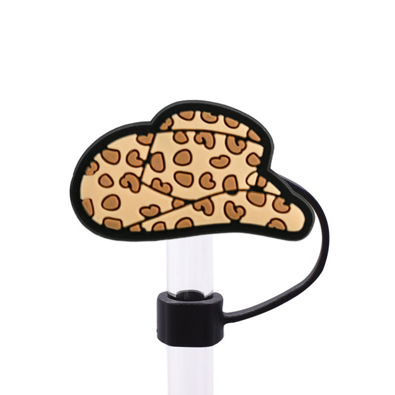 Wholesale Random 100pcs Leopard Series 8/10mm PVC Soft Straw Tube Cap