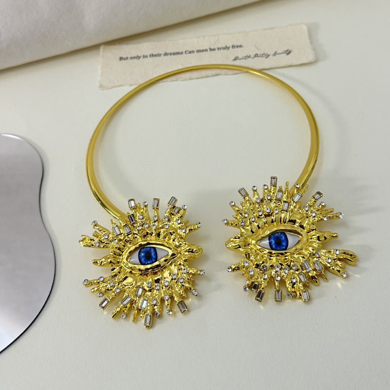 Wholesale  Devil's Eye Double-headed Collar Fashion Elegant Exaggerated Necklace