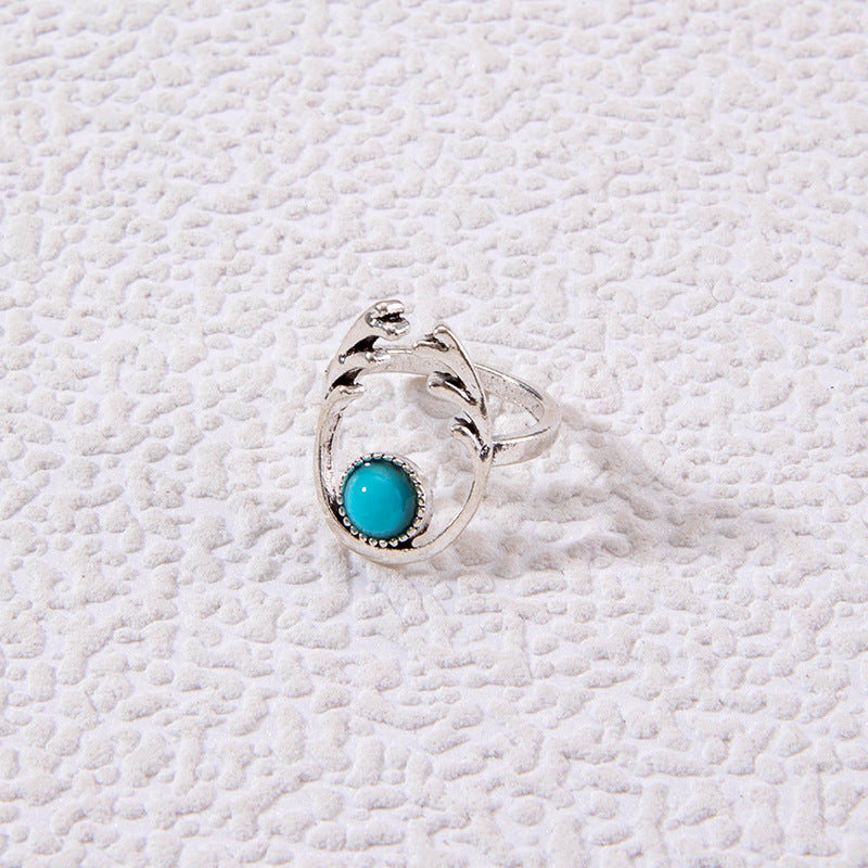 Wholesale Vintage Turquoise Ring Ethnic Style Oval Cross Geometric Ring ACC-RS-YongGe004