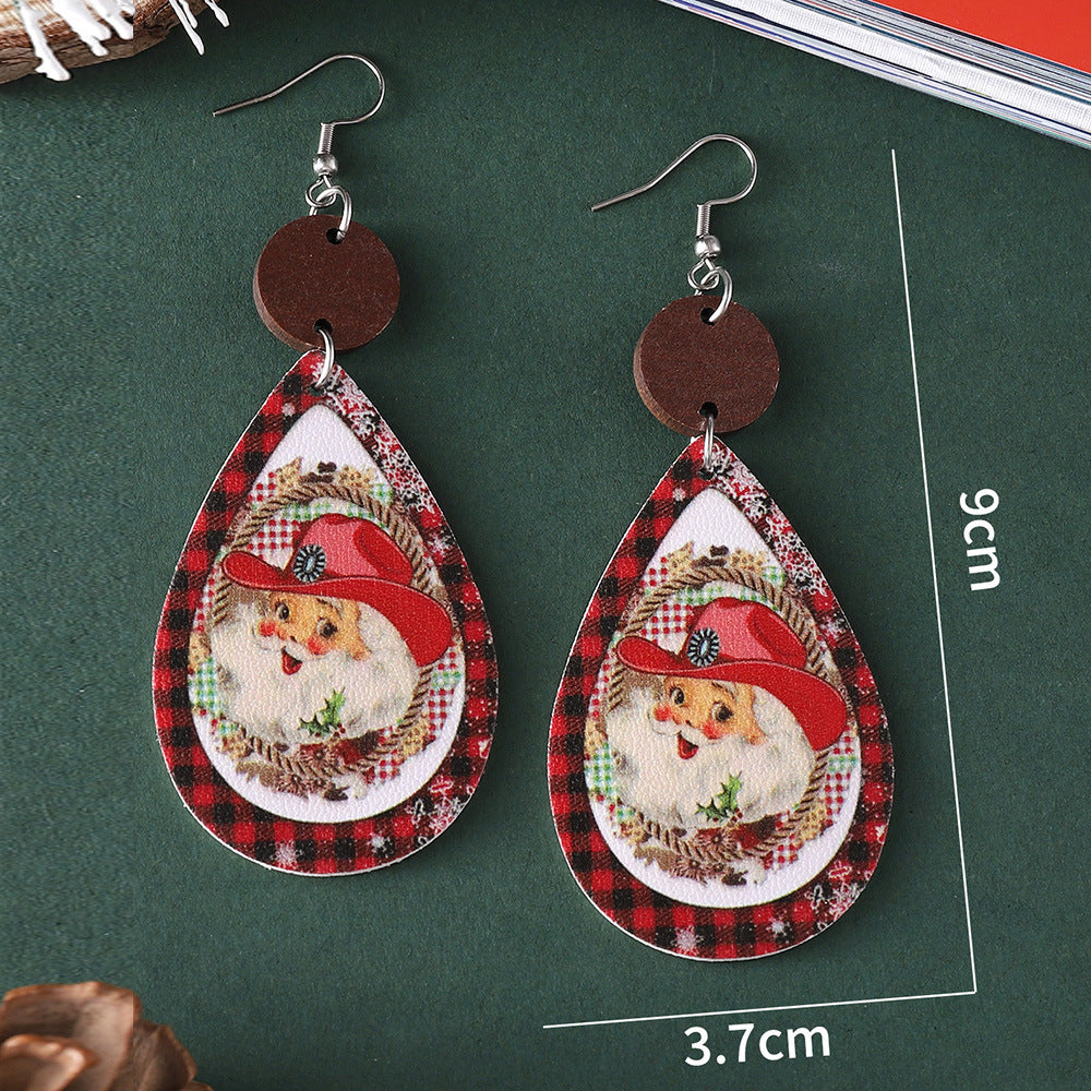 Wholesale Christmas Funny  Plaid ing Pendant Earrings