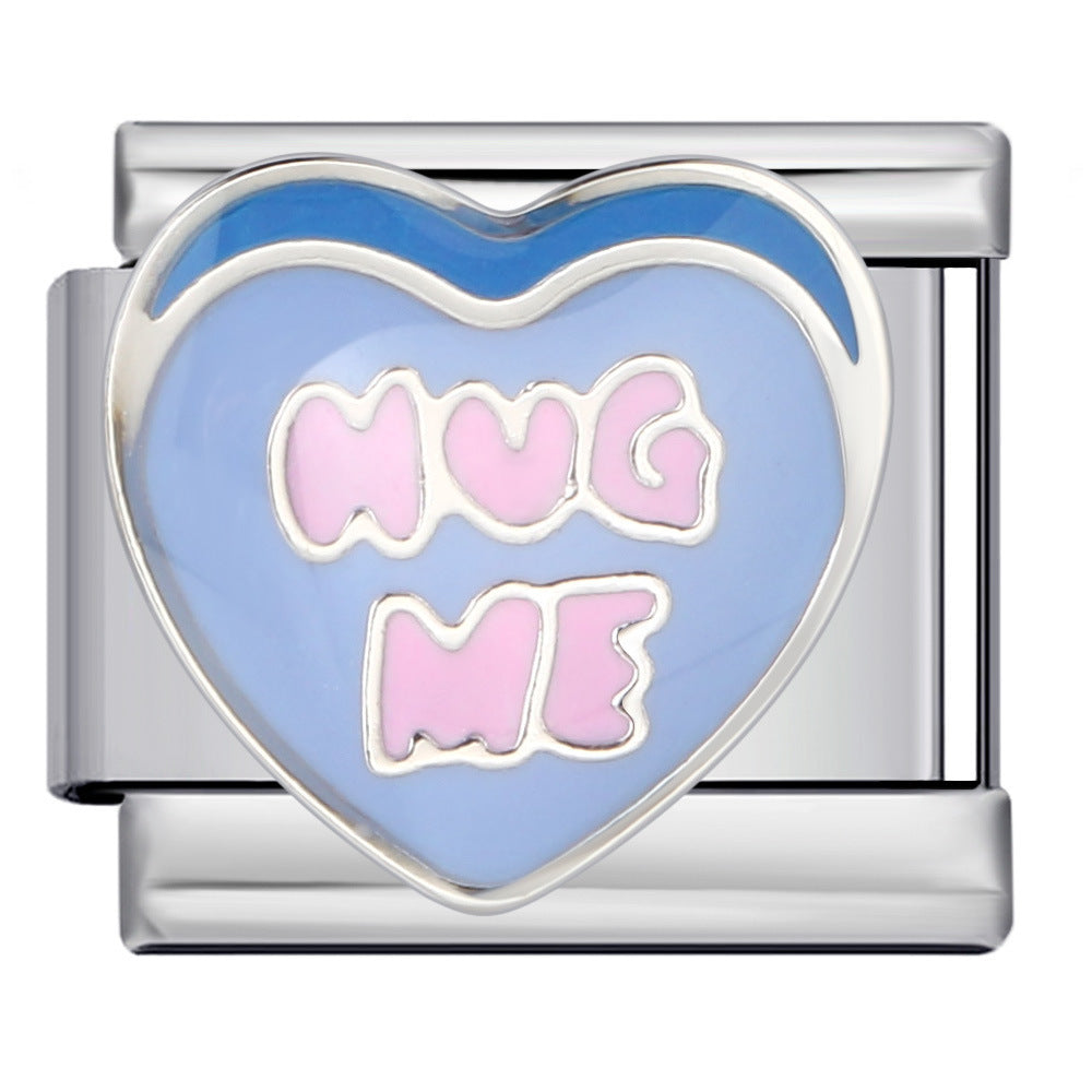 Wholesale 9mm Italian Charm Starter Bracelets DIY Hearts Single Section Creative Stainless Steel Composable Bracelet