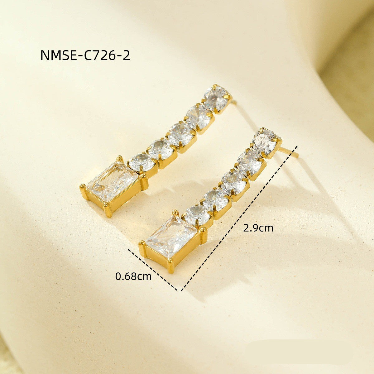 Wholesale  stainless steel  zircon tassel 18K earrings