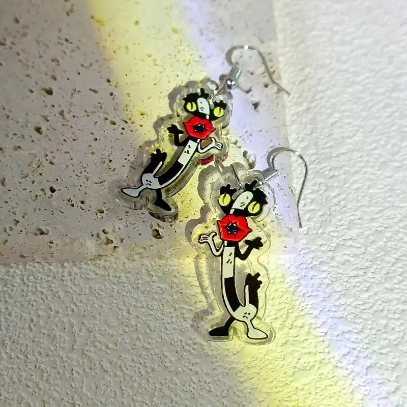 Wholesale Red Lips Monster  Acrylic Earrings