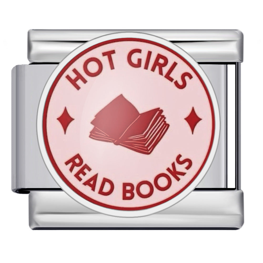 Wholesale 5pcs Italian Charm Bracelet 9mm DIY Image-designed heart-shaped round Creative Stainless Steel Composable Bracelet