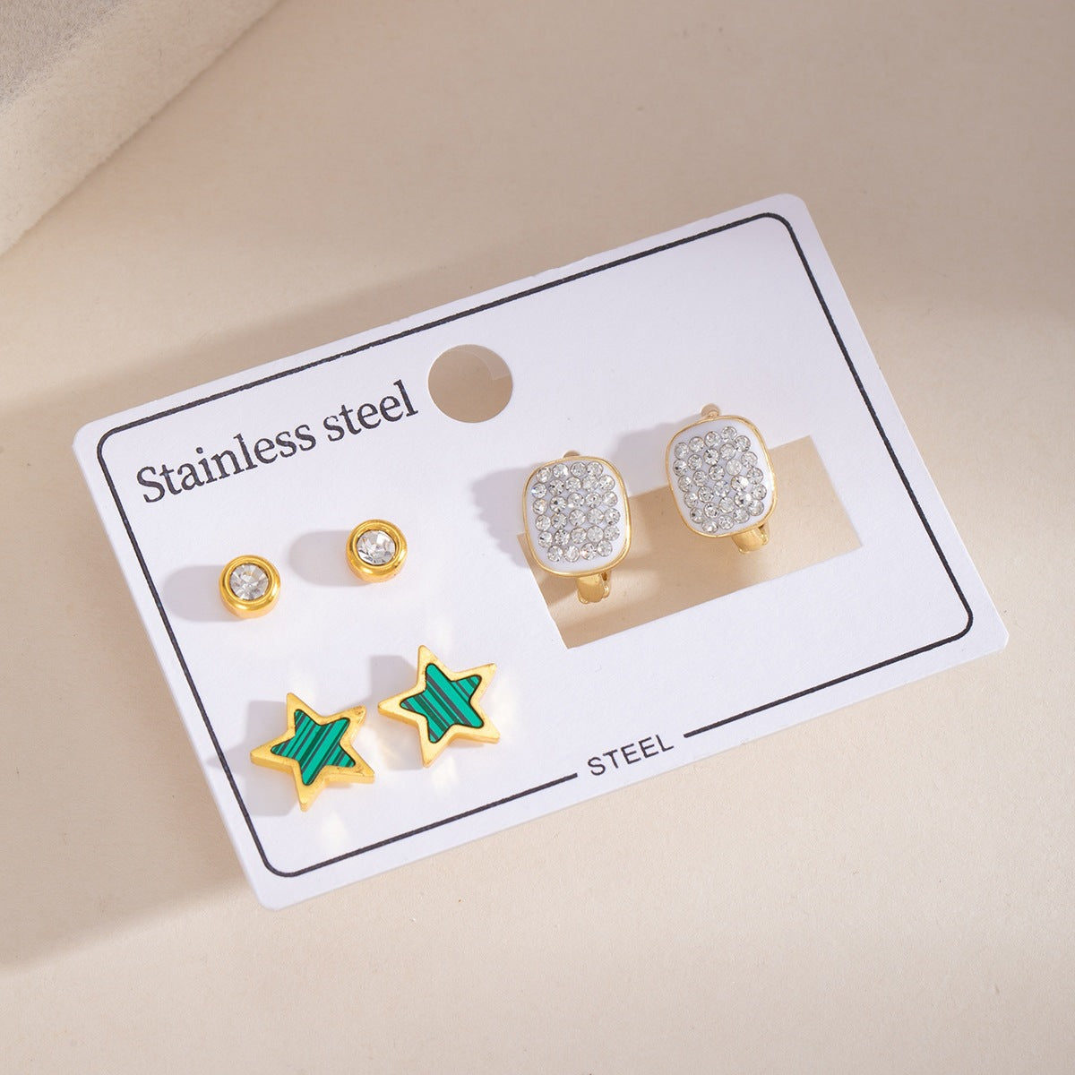 Wholesale Stainless Steel Earrings with Gold Star Rhinestone Red Circle Hoop Party Wear Fashion Accessory
