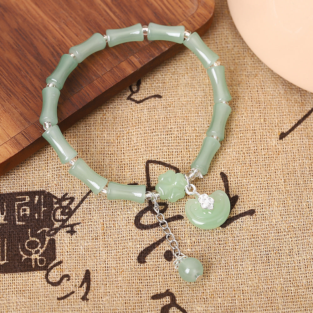 Wholesale Chinese Retro Bamboo Section Bracelet Green Elastic Rope Women S Beaded Jewelry Accessory For Everyday Wear And Gift