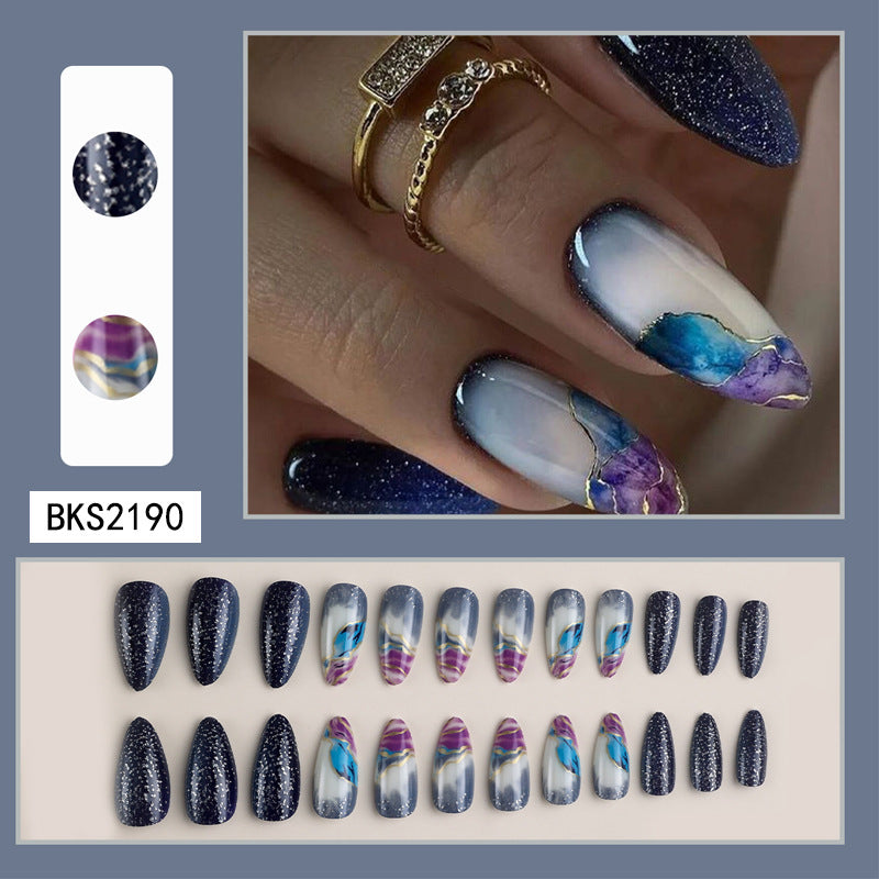 Wholesale Plastic Press on Nails Kits Colorful Halo Starry Sky Nail Enhancement ACC-NS-MeiSu003