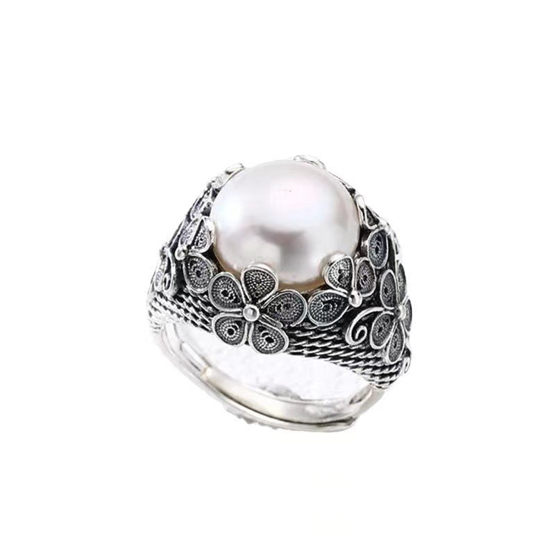 Wholesale Filament Inlaid Ring Flower  Light Luxury Open Finger Ring