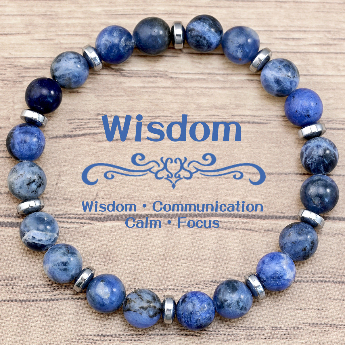 Wholesale Vintage Blue Stone Round Beaded Bracelet,  Women' s Elastic Stretch,  Fashion Accessory Gift for Resale