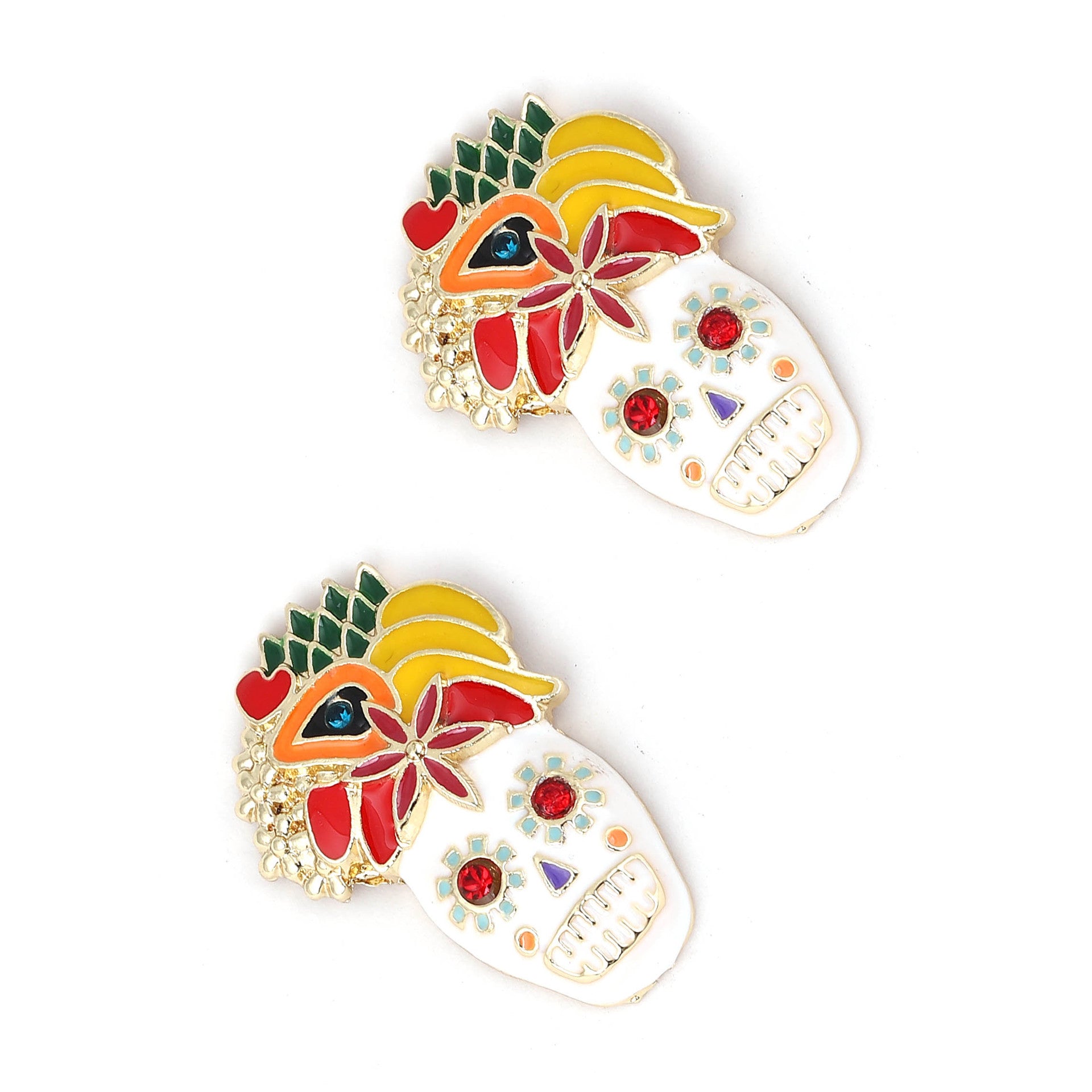 Wholesale Oil-drop  Skull Earrings