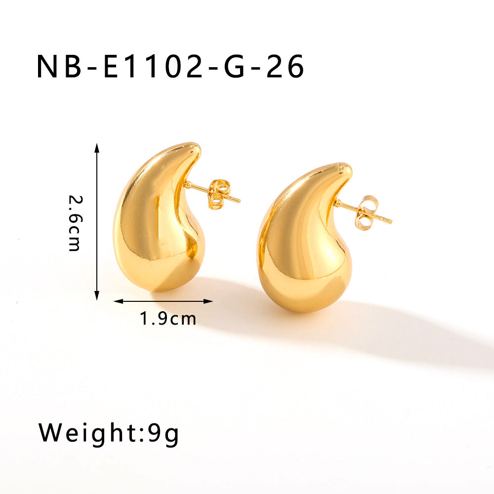Wholesale Hollow Water Drop Earrings 18K Gold Plated Glossy Stainless Steel Earrings ACC-ES-Xiny011