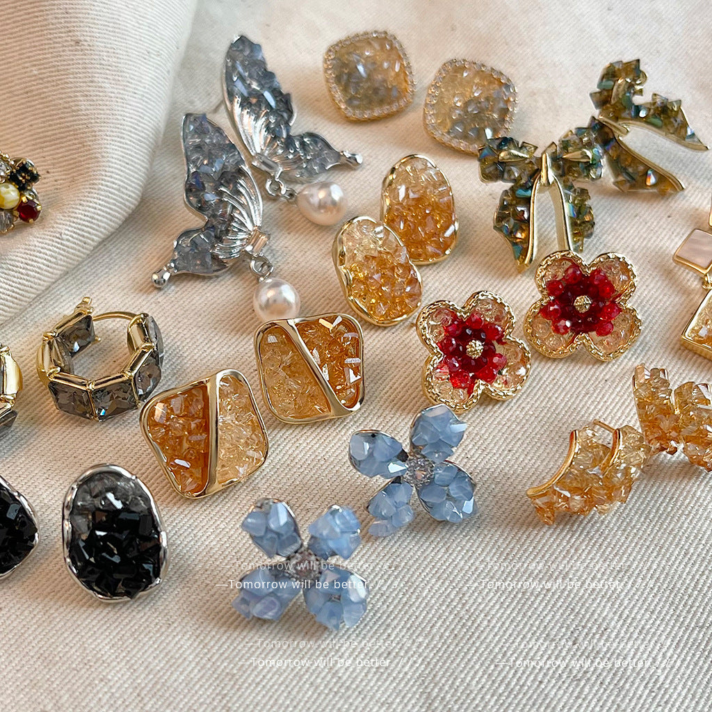 Wholesale Crystal Butterfly Earrings Flower Stud Earrings ACC-ES-Eryu005