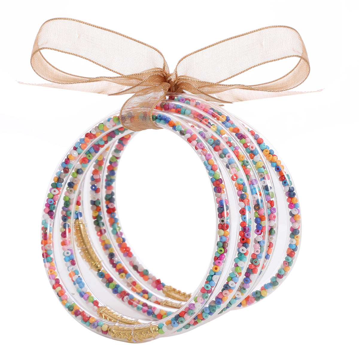 Wholesale Rice Beads Colorful Ribbon Plastic Silicone Tube Bracelet Jelly Bangles Beaded Bracelets ACC-BT-YTian005