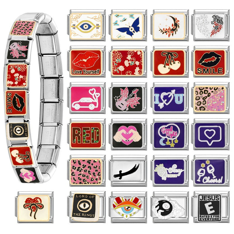 Wholesale  Italian Modular Bracelet 9mm DIY Splicing Removable Stainless Steel Combinable Bracelet