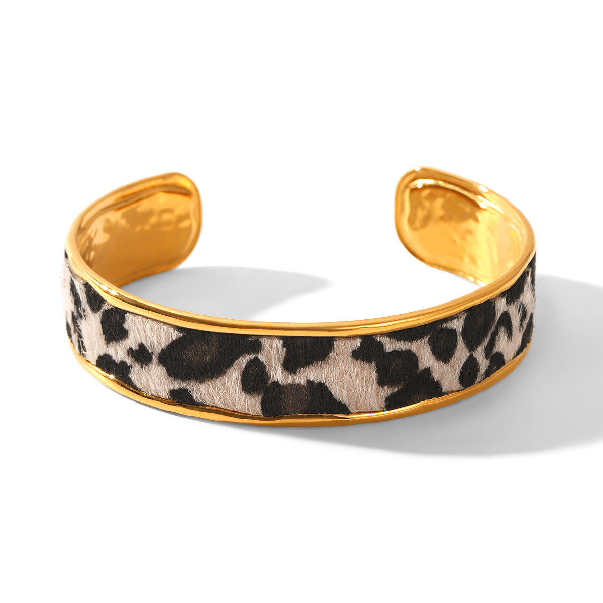 Wholesale Retro Leopard Print Open Bangle Gold Tone Iron Electroplated Women S Stylish Fashion Accessory Gift