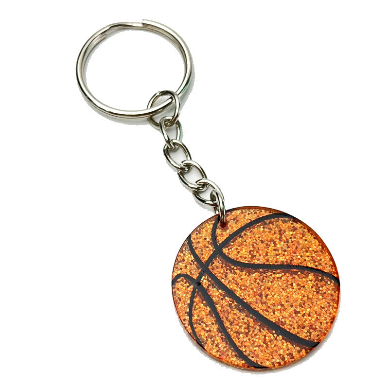 Wholesale 2pcs Shiny Football Soccer Basketball Acrylic Keychain Creative Keychain ACC-KC-HY027