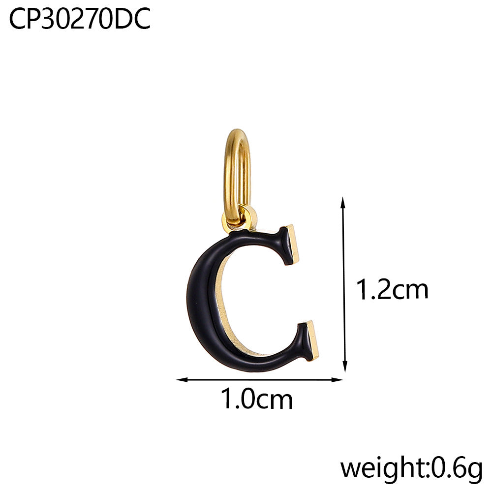 Wholesale Colorful 26 English letters oil-dripping stainless steel vacuum electroplating pendant