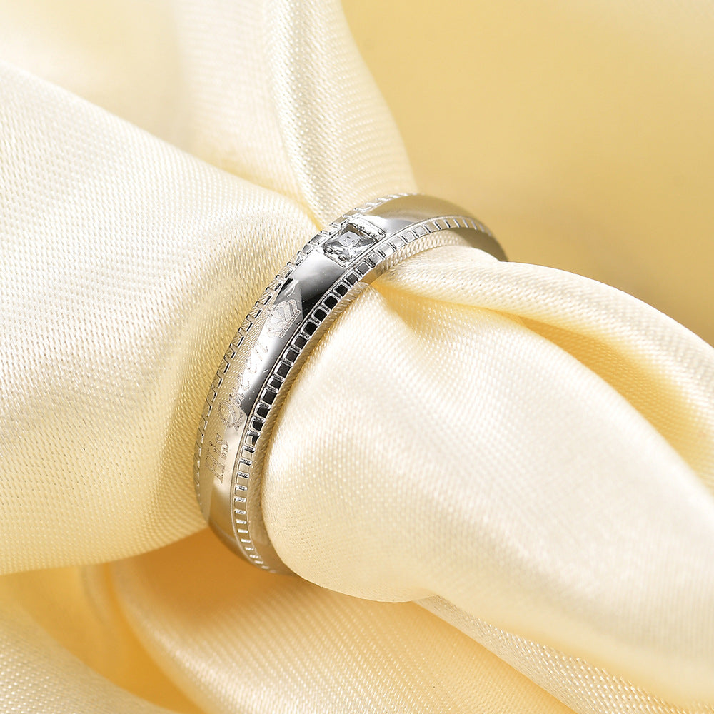 Wholesale 4mm gear titanium steel couple ring