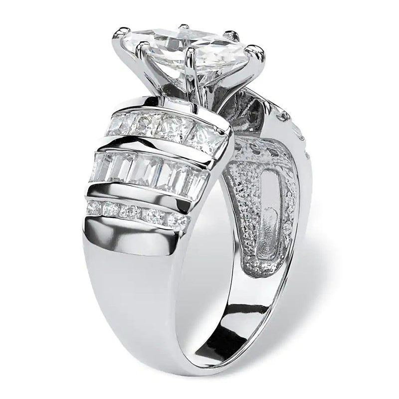 Wholesale Full-Pavé Marquise-Cut Zircon Ring