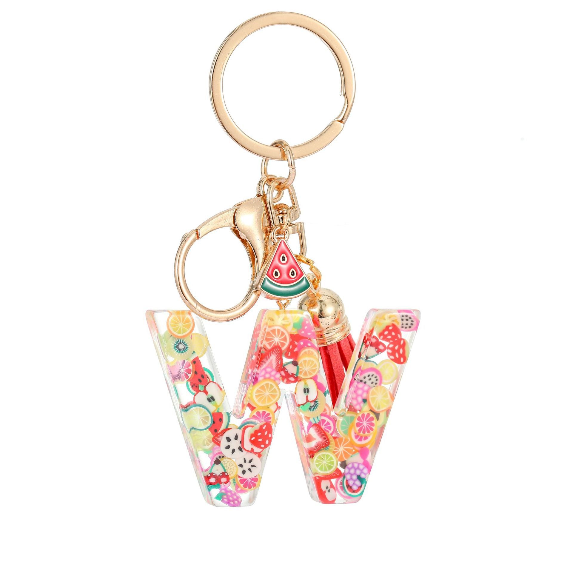 Wholesale Fruit resin letter keychain