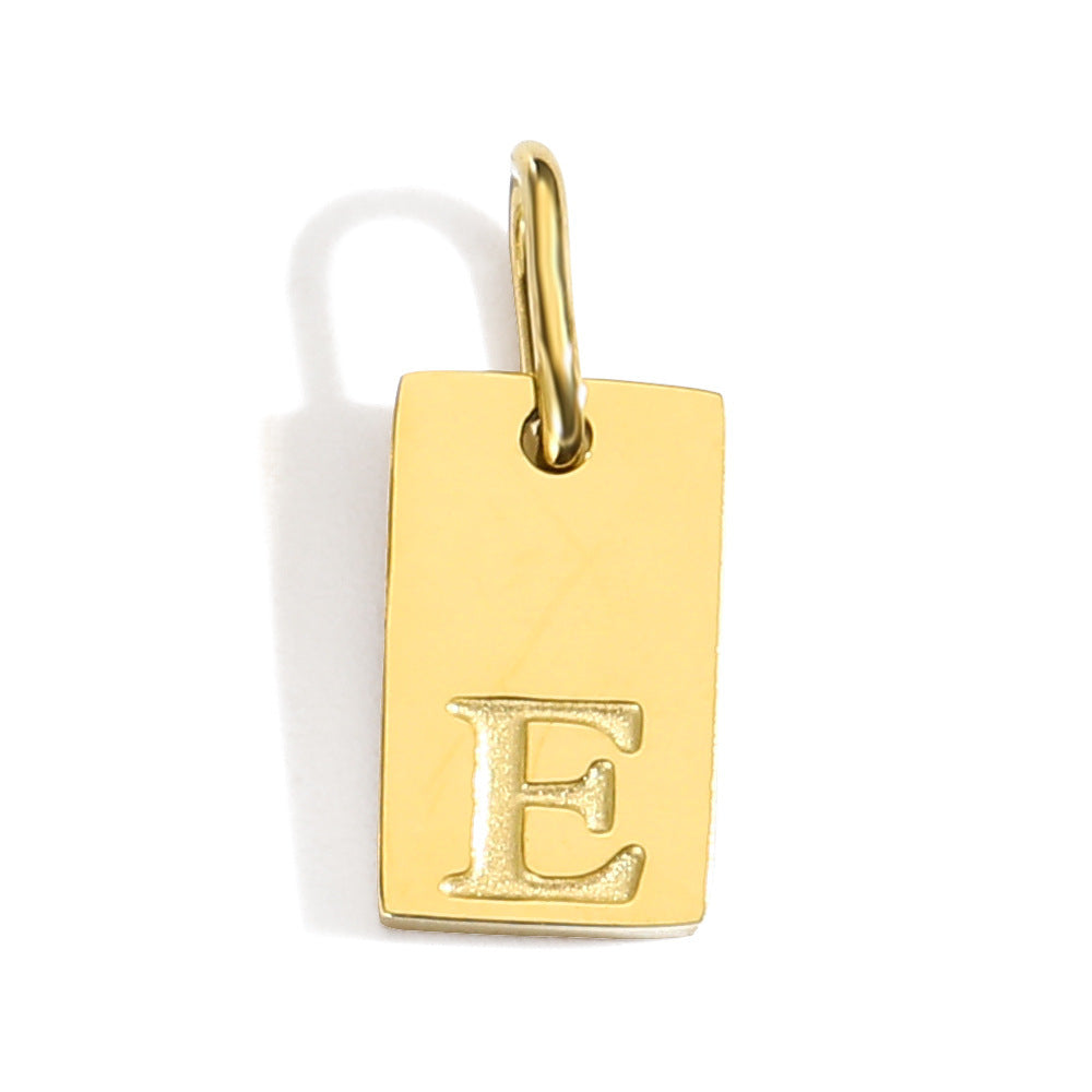 Wholesale Square brand 26 English letters stainless steel vacuum plated 14K 18K gold pendant