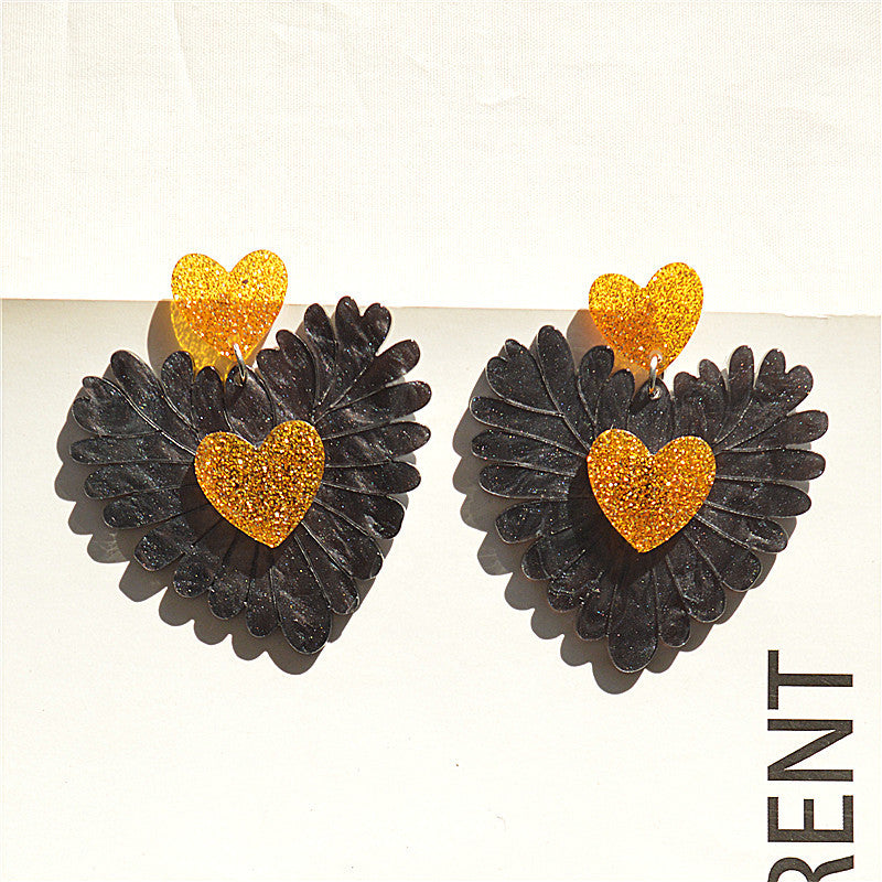 Wholesale Valentine' s Day Heart Earrings Flower Peach Heart Fashion Earrings
