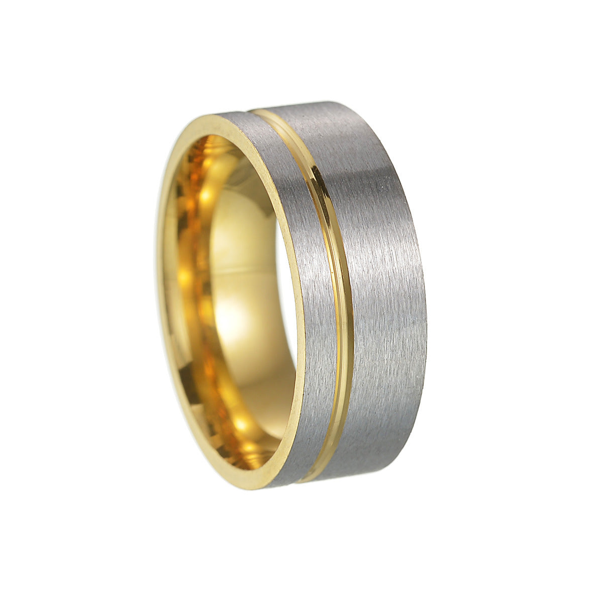 Wholesale  gold and silver frosted 8mm stainless steel ring