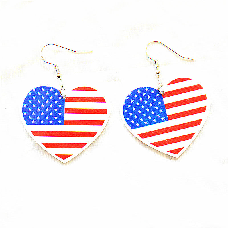 Wholesale American Independence Day Red White and Blue Flag Earrings ACC-ES-XN038