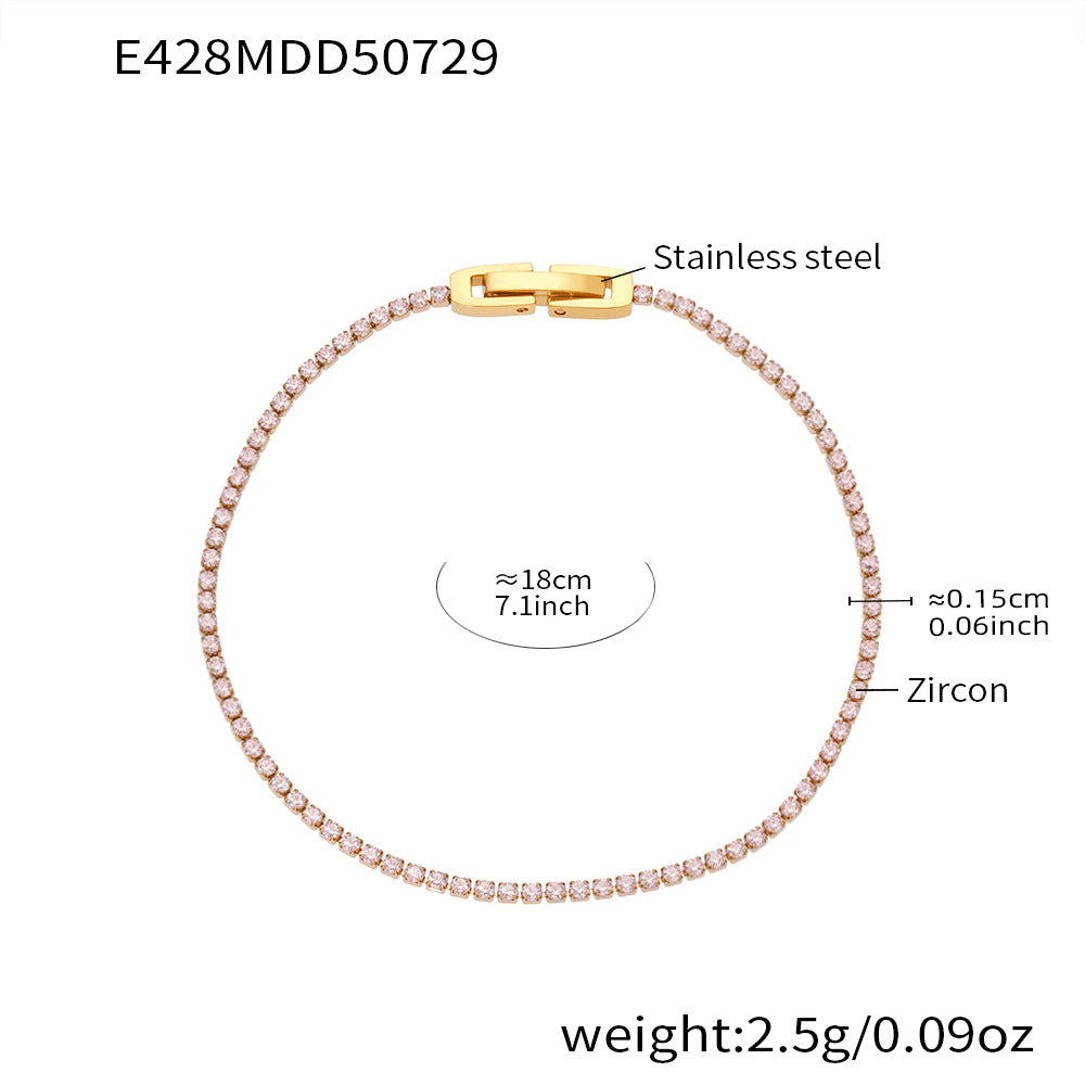Wholesale Dopamine Style Diamond Encrusted Tennis Chain Bracelet Stainless Steel Zircon Jewelry Gift